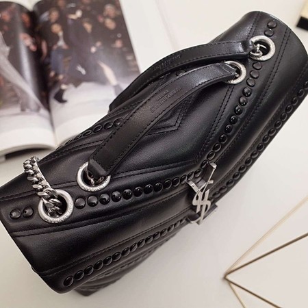 Yves Saint Laurent Calfskin Leather Tote Bag 464676 Black