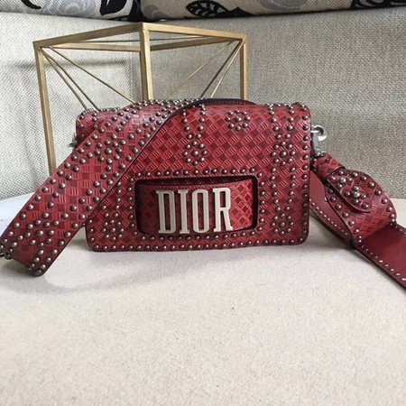 Dior Calfskin Leather Shoulder Bag M8000 Red