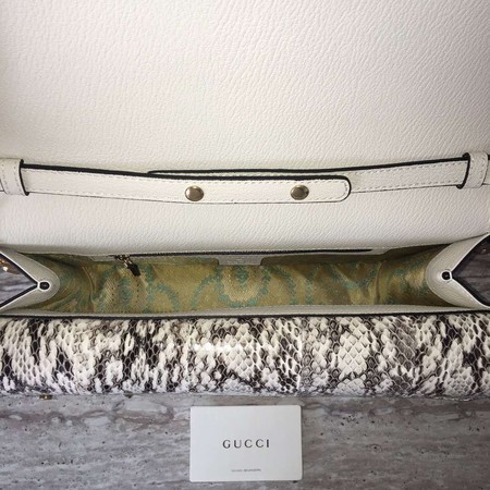 Gucci Insect Calfskin Leather Top Handle Bag 488712 White