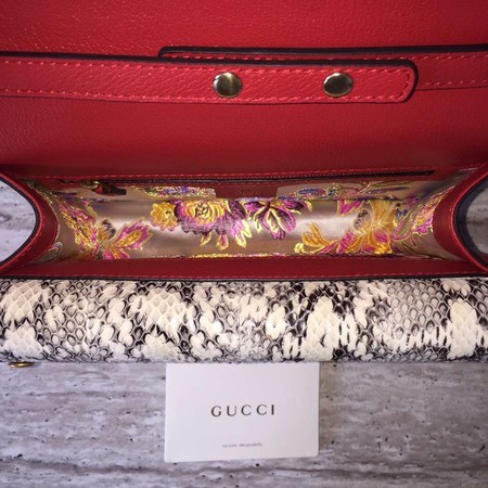 Gucci Insect Calfskin Leather Top Handle Bag 488715 Red