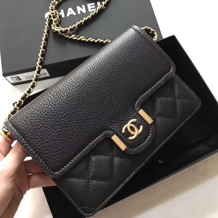 Chanel Original Calfskin Leather Shoulder Bag 7086 Black