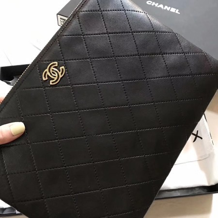 Chanel Original Sheepskin Leather Cluth Bag 7081 Black