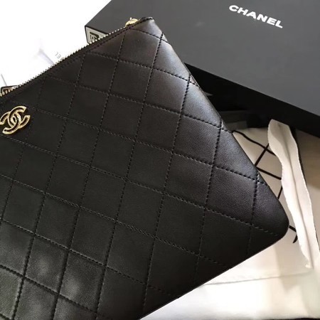 Chanel Original Sheepskin Leather Cluth Bag 7081 Black