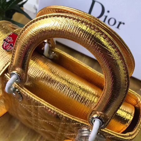 Dior Lucky Badges Original Sheepskin Leather Bag 88034 Gold