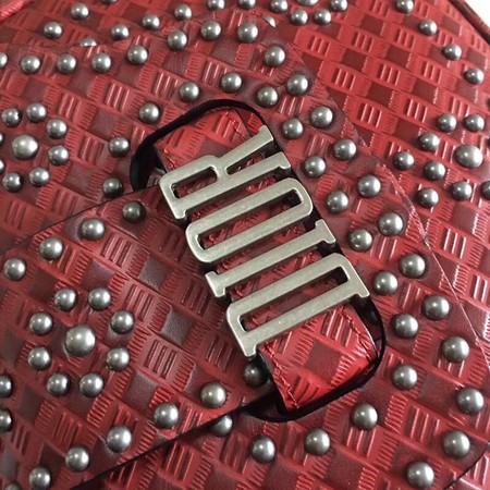 Dior D-Fence Saddle Bag in Studded Calfskin M6501 Red