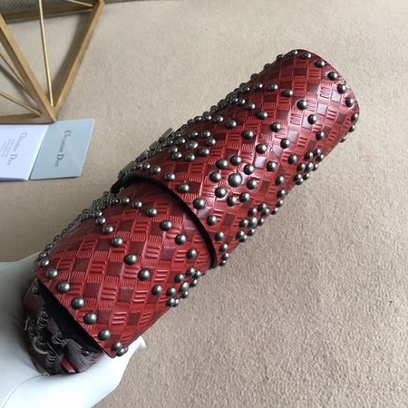 Dior D-Fence Saddle Bag in Studded Calfskin M6501 Red