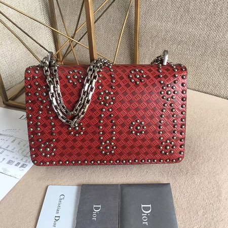 Dior JADIOR Flap Bag Calfskin M9000 Red