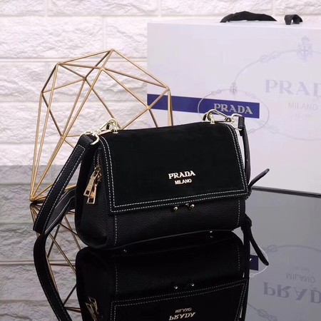 Prada Shoulder Bag Calfskin Leather P7397 Black