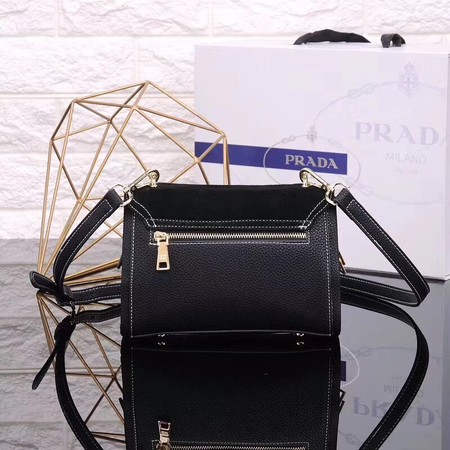 Prada Shoulder Bag Calfskin Leather P7397 Black