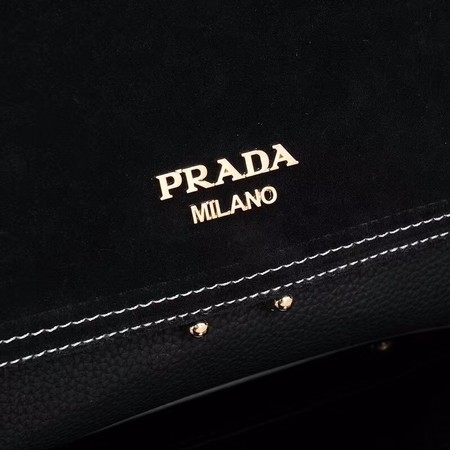 Prada Shoulder Bag Calfskin Leather P7397 Black