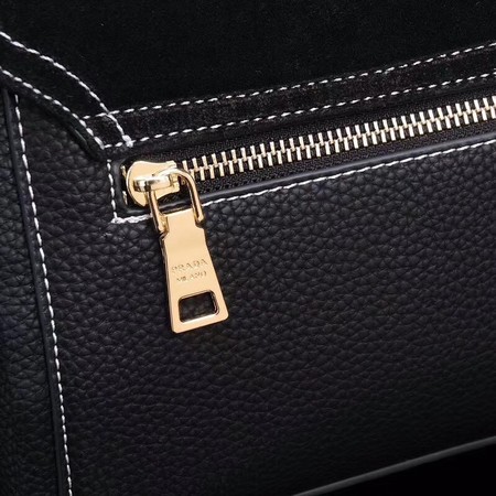 Prada Shoulder Bag Calfskin Leather P7397 Black