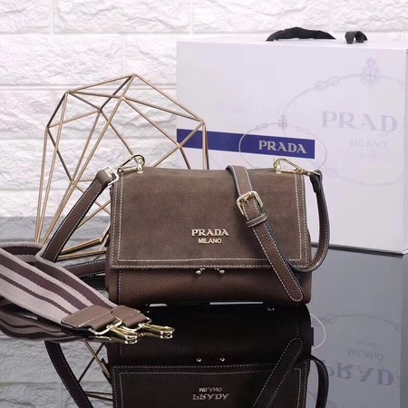 Prada Shoulder Bag Calfskin Leather P7397 Khaki