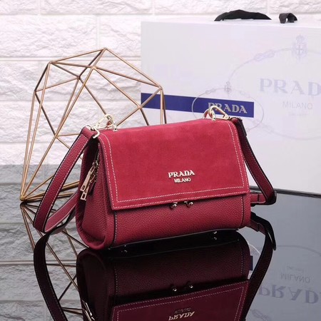 Prada Shoulder Bag Calfskin Leather P7397 Red