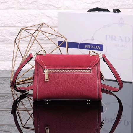 Prada Shoulder Bag Calfskin Leather P7397 Red