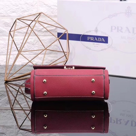 Prada Shoulder Bag Calfskin Leather P7397 Red