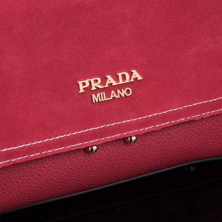 Prada Shoulder Bag Calfskin Leather P7397 Red