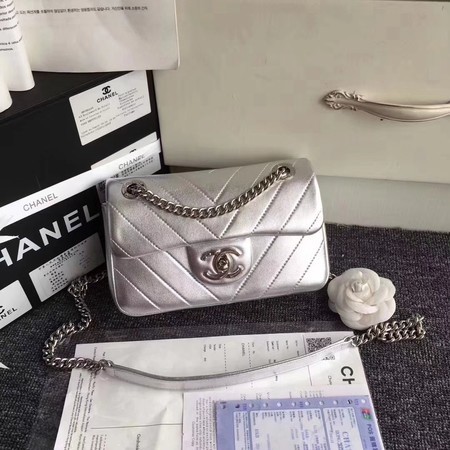 Chanel Original Lambskin Leather Flap Shoulder Bag CF3695 Silver