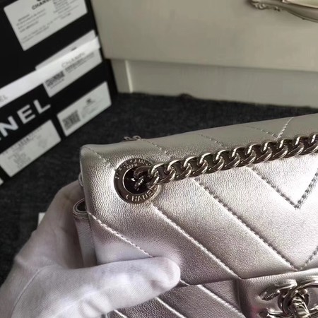 Chanel Original Lambskin Leather Flap Shoulder Bag CF3695 Silver