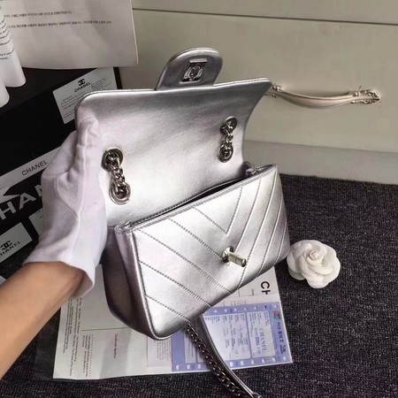 Chanel Original Lambskin Leather Flap Shoulder Bag CF3695 Silver