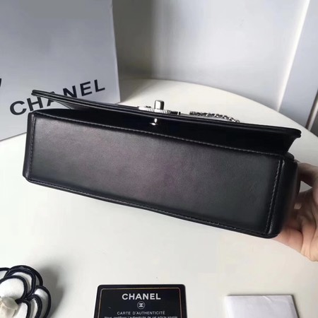 Chanel V Veins Calfskin Leather Flap Shoulder Bag 5692 Black