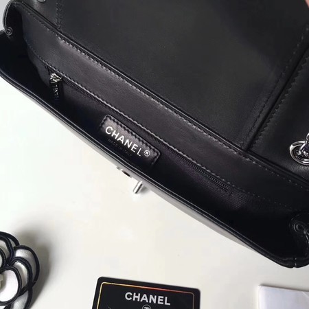 Chanel V Veins Calfskin Leather Flap Shoulder Bag 5692 Black