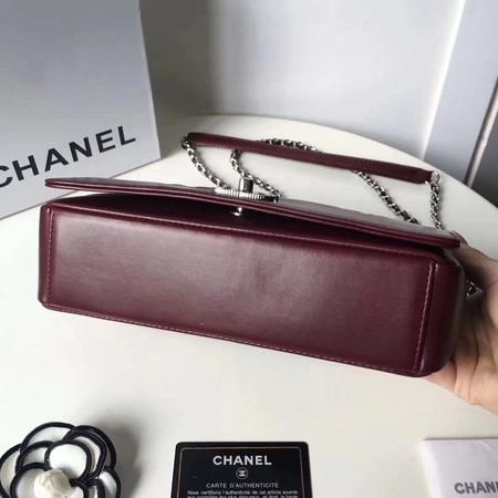 Chanel V Veins Calfskin Leather Flap Shoulder Bag 5692 Marroon