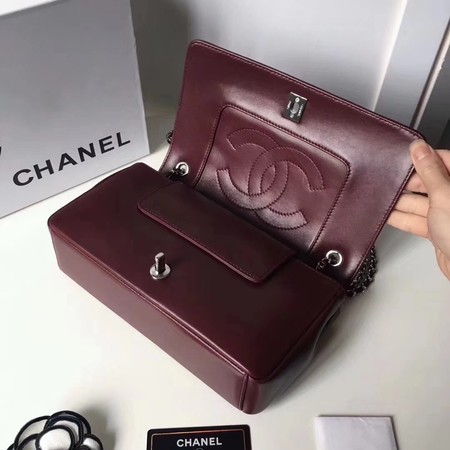Chanel V Veins Calfskin Leather Flap Shoulder Bag 5692 Marroon