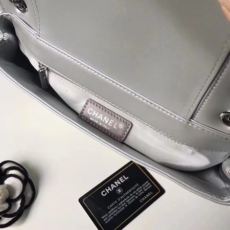 Chanel V Veins Calfskin Leather Flap Shoulder Bag 5692 Silver