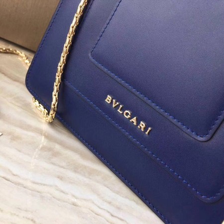 BVLGARI Original Calfskin Leather Tote Bag 3781 Blue