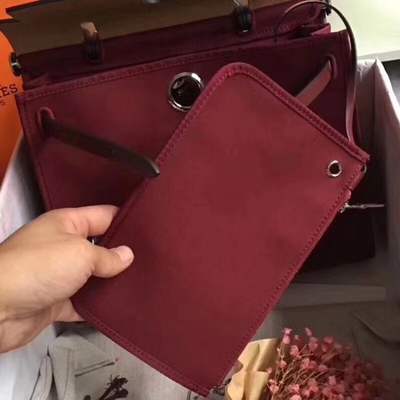 Hermes Herbag 31CM Original Canvas Leather & Calfskin 45987 Wine