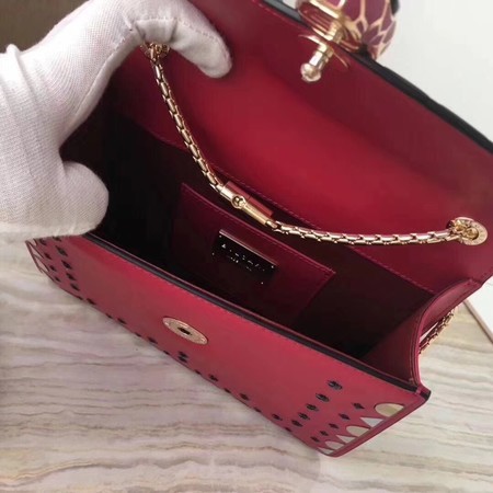 BVLGARI Original Calfskin Leather Shoulder Bag 3785 Red