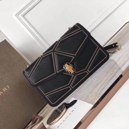BVLGARI Quilted Stardust Original Calfskin Leather 3786 Black