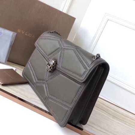 BVLGARI Quilted Stardust Original Calfskin Leather 3787 Grey