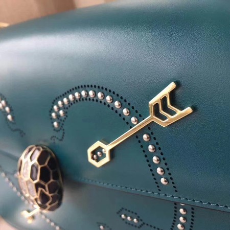 BVLGARI Serpenti Forever Calfskin Leather Shoulder Bag 3779 Blue