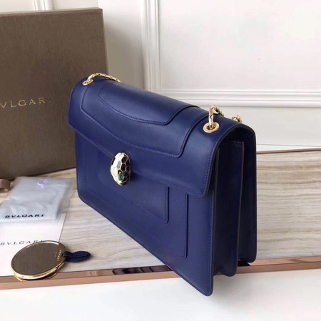 BVLGARI Serpenti Forever Original Calfskin Leather Shoulder Bag 3780 Blue