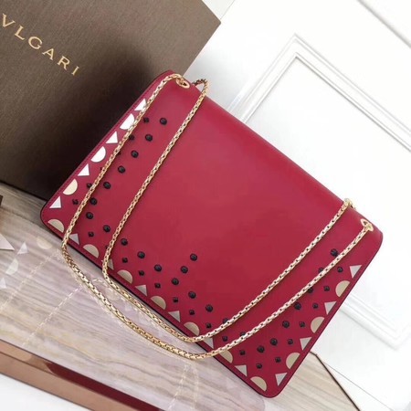 BVLGARI Serpenti Forever Original Calfskin Leather Shoulder Bag 3783 Red