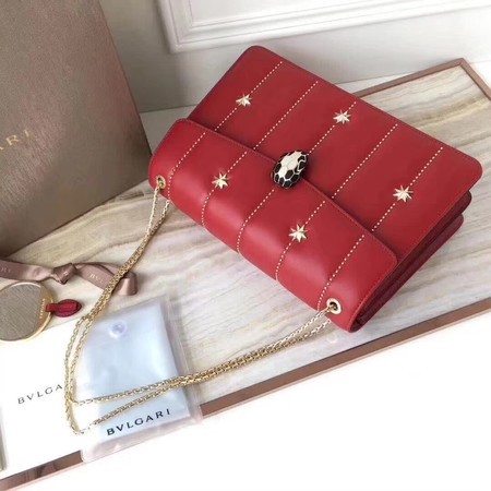 BVLGARI Serpenti Forever Original Calfskin Leather Shoulder Bag 3788 Red