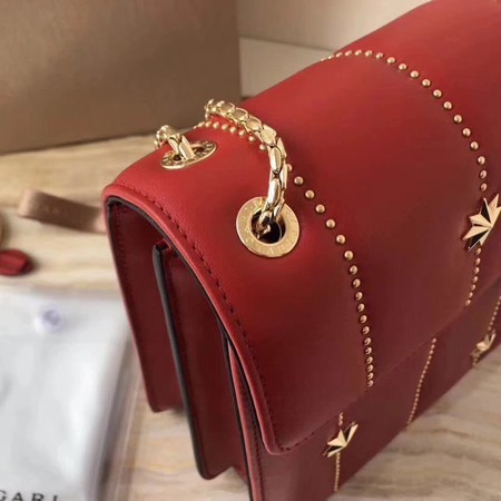 BVLGARI Serpenti Forever Original Calfskin Leather Shoulder Bag 3788 Red