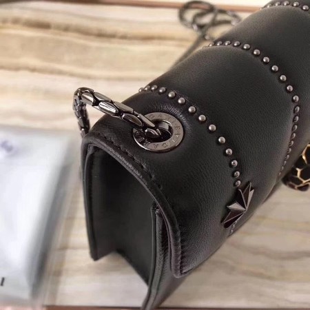 BVLGARI Serpenti Forever Original Calfskin Leather Shoulder Bag 3789 Black