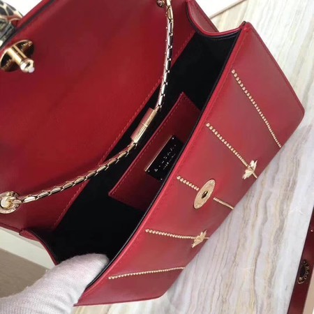 BVLGARI Serpenti Forever Original Calfskin Leather Shoulder Bag 3789 Red
