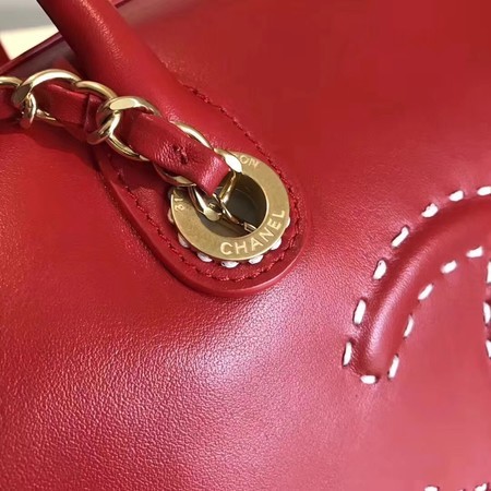 Chanel Calfskin Leather Tote Bag 92239 Red