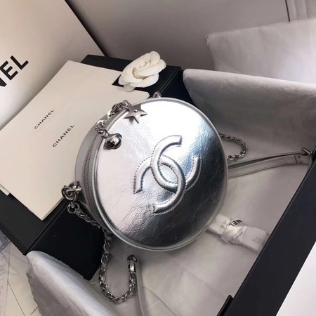 Chanel Planet Shoulder Bag Original Calfskin Leather A93807 Silver