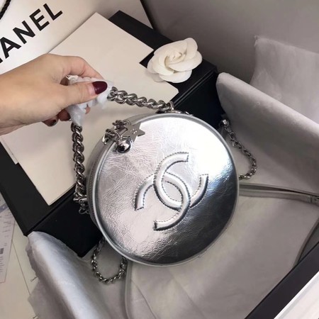 Chanel Planet Shoulder Bag Original Calfskin Leather A93807 Silver