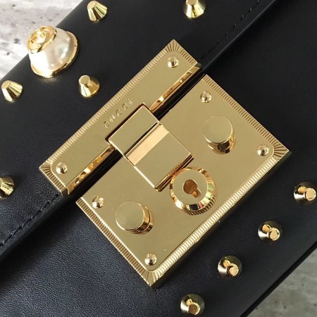 Gucci Padlock Calfskin Leather Shoulder Bag 432182 Black