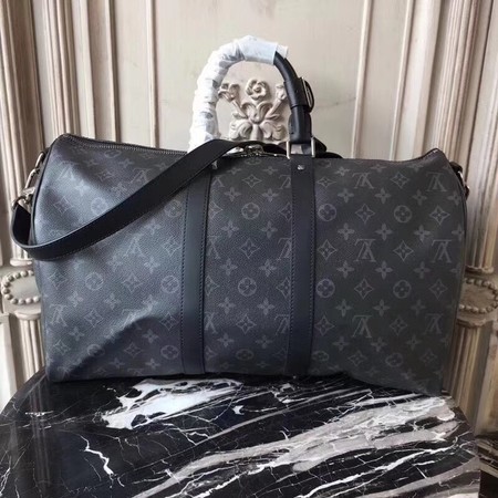 Louis Vuitton Monogram Eclipse Canvas KEEPALL 41418 LF Black