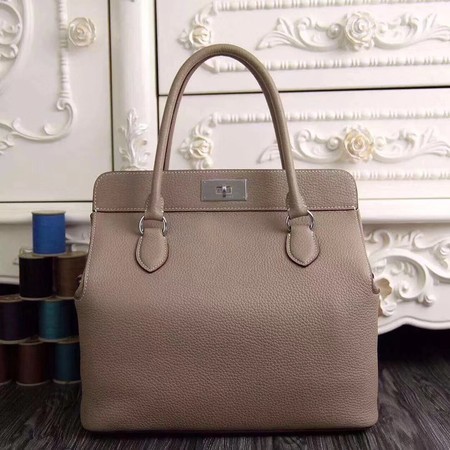 Hermes Toolbox Togo Bag Original Leather 3259 Light Grey