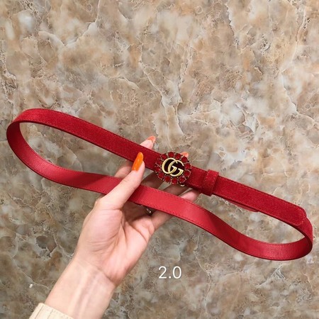 Gucci 2CM Leather Belt 414521 Red