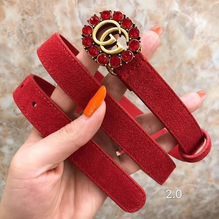 Gucci 2CM Leather Belt 414521 Red
