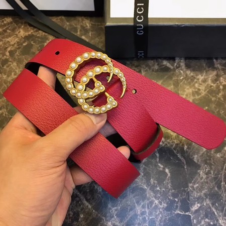Gucci 30MM Leather Belt 414524 Red&Black
