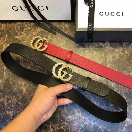 Gucci 30MM Leather Belt 414524 Red&Black